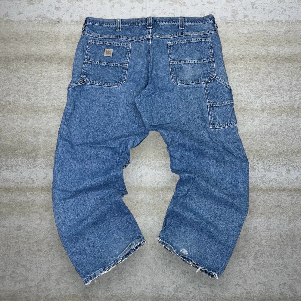 Vintage Y2K Lee Carpenter Jeans 42x30 Baggy Wide Leg Fit Medium Wash Dungaree